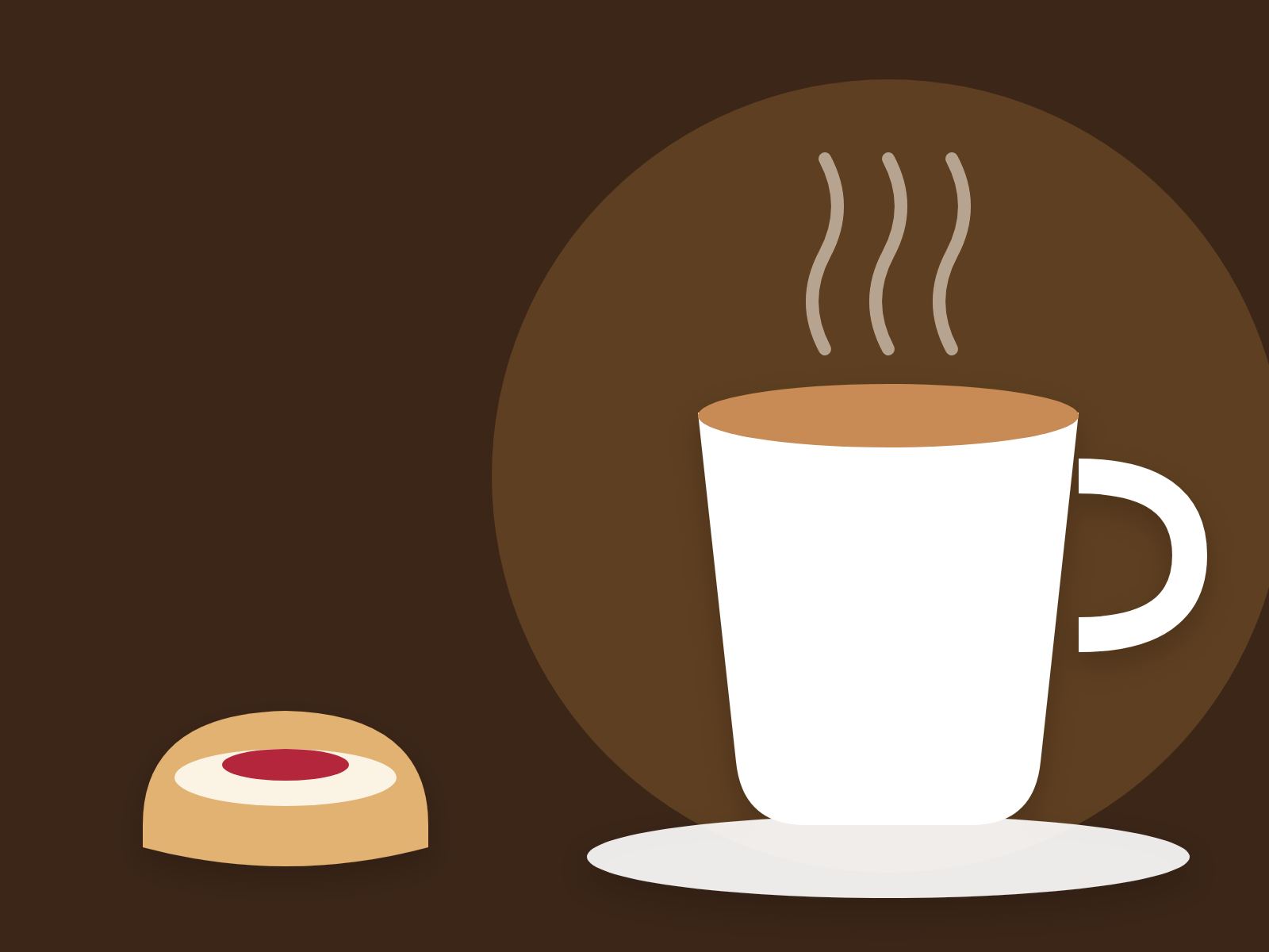 Illustration of a cup of coffee and a scone