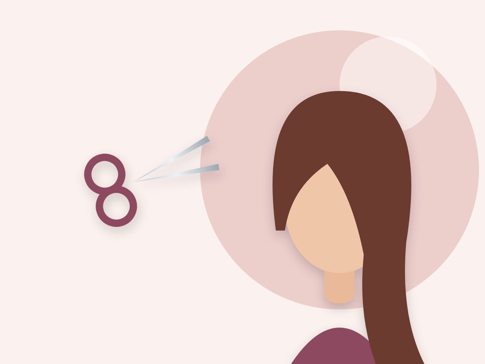 Illustration of a stylist finishing a client’s hair